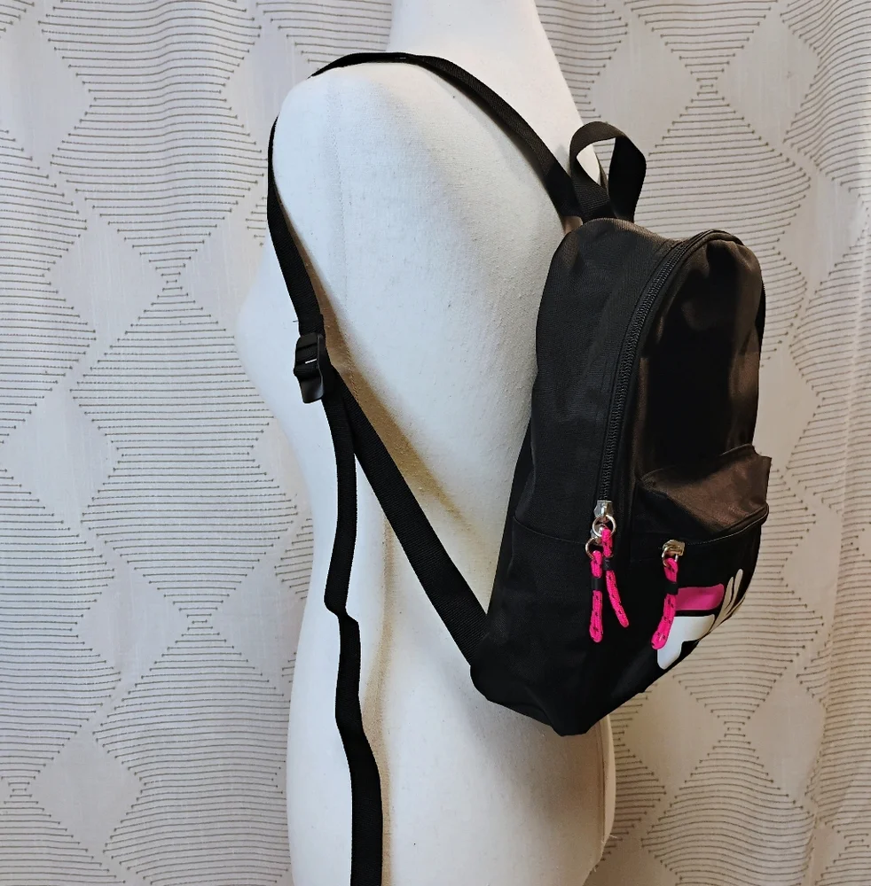 Fila Backpack Small Bag Bright Pink White Black Women's Unisex Adjustable Straps